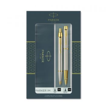 Подарочный набор из 2-х ручек Parker IM brushed metal GT роллер+шариковая ручки